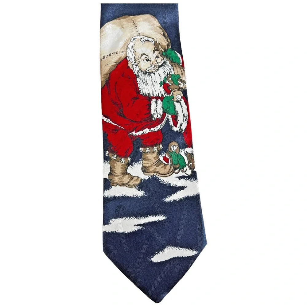 Hallmark By MMG Santa Claus Christmas Tie With Santa Carrying His Toy Bag Mens - Picture 2 of 7
